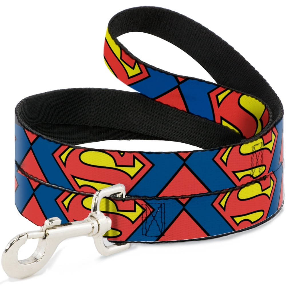 DC Comics Pet Leash, Dog Leash, Superman Shield Close Up Blue Red Yellow, 6 Feet Long 1.0 Inch Wide