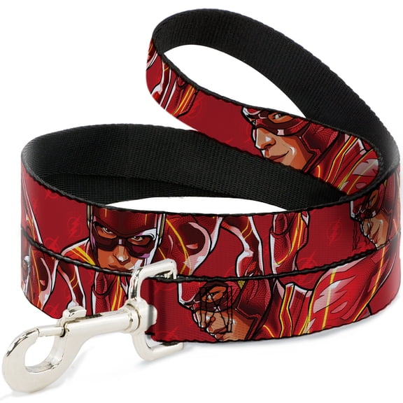 DC Comics Pet Leash, Dog Leash, The Flash 2023 Pose Close Ups Reds, 4 Feet Long 1.0 Inch Wide