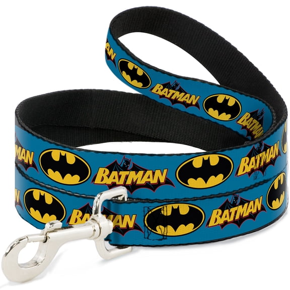 DC Comics Pet Leash, Dog Leash, Vintage Batman Logo Bat Signal Blue, 4 Feet Long 1.0 Inch Wide