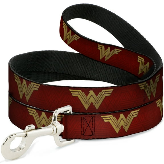 DC Comics Pet Leash, Dog Leash, Wonder Woman 2017 Icon Reds Golds, 4 Feet Long 1.0 Inch Wide