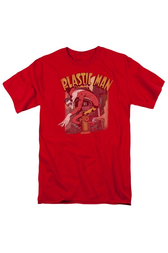 DC Comics Plastic Man Street S/S Adult 18/1 T-Shirt Red