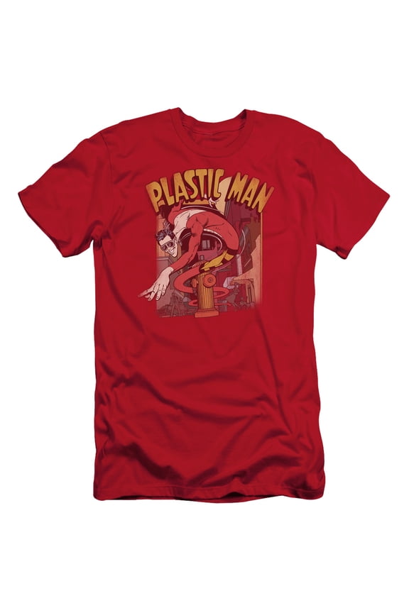 DC Comics Plastic Man Street S/S Adult 30/1 T-Shirt Red
