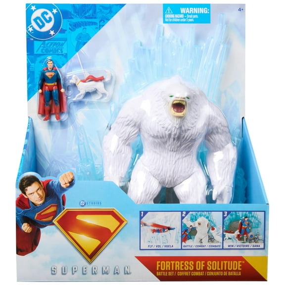 DC Comics, SUPERMAN Fortress of Solitude Battle Set, 3 Action Figures, Accessories, Pretend Pla