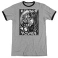 thumbnail image 1 of DC Comics Power Adult Ringer T-Shirt Heather/Black, 1 of 1