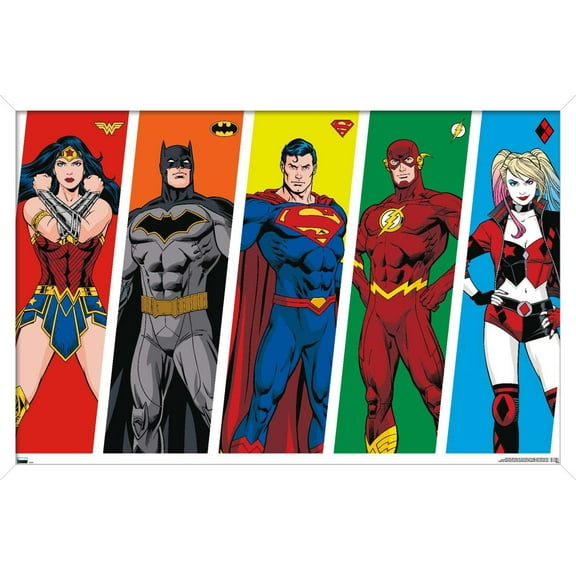 DC Comics - Rainbow Lines Wall Poster, 14.725" x 22.375", Framed