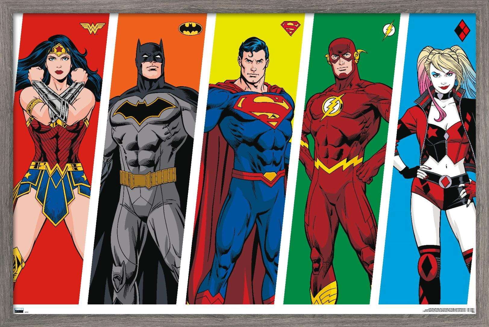 DC Comics - Rainbow Lines Wall Poster, 14.725" x 22.375", Framed