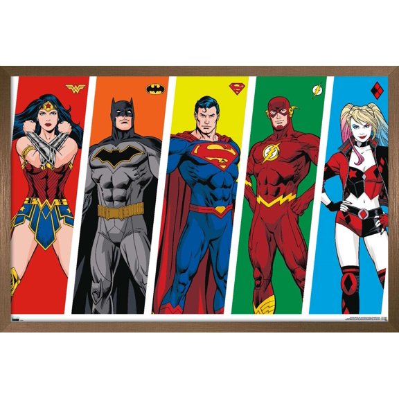 DC Comics - Rainbow Lines Wall Poster, 22.375" x 34", Framed