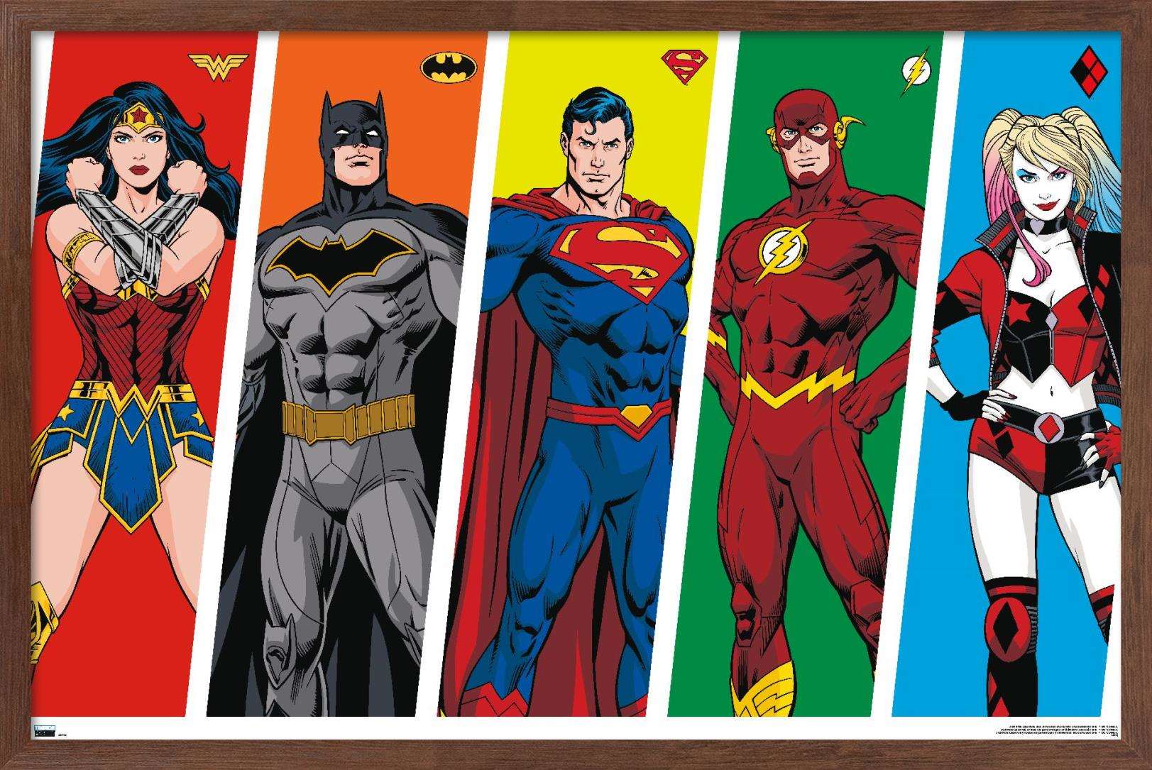 DC Comics - Rainbow Lines Wall Poster, 22.375" x 34", Framed