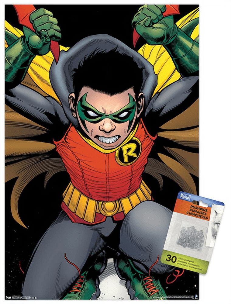 DC Comics - Robin - Damian Wayne Wall Poster with Push Pins, 14.725" x 22.375"