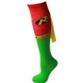 thumbnail image 1 of DC Comics Robin Logo One Pair Cape Knee High Socks [Red/Green - Ages 14+], 1 of 2