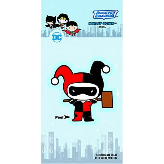 DC Comics ST DCCB HQ01_4b8 DC Chibi Justice League Harley Quinn 4x8 Car Window Decal
