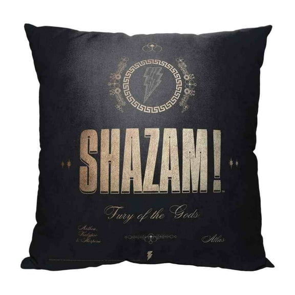 DC Comics Shazam Golden Scripture Kids Printed Throw Pillow, 18 x 18 inches