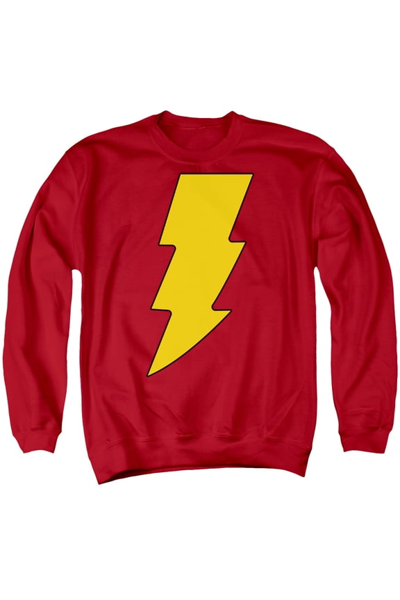 DC Comics Shazam Logo Adult Crewneck Sweatshirt Red