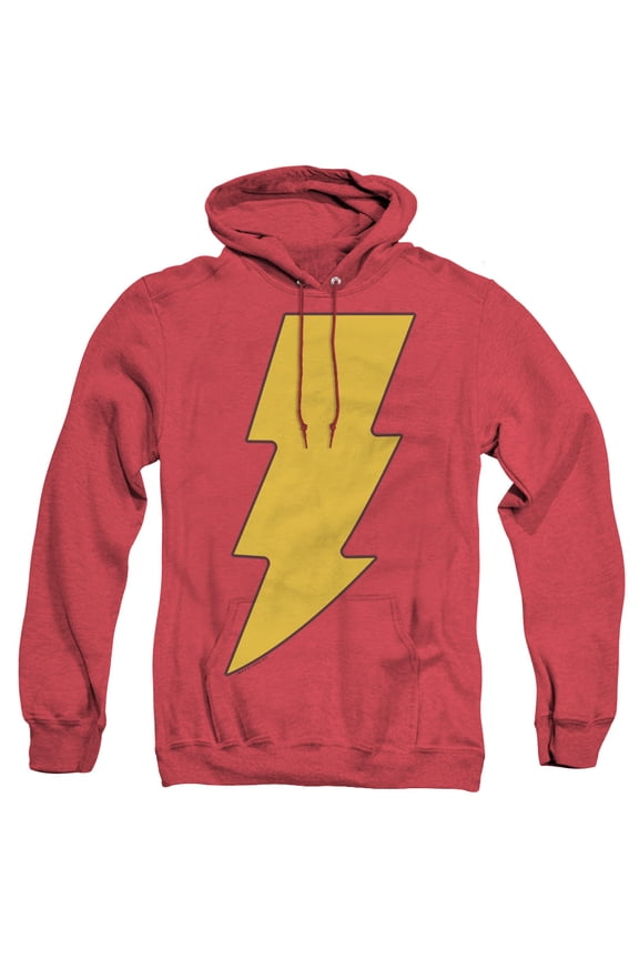 DC Comics Shazam Logo Adult Heather Hoodie Sweatshirt Red