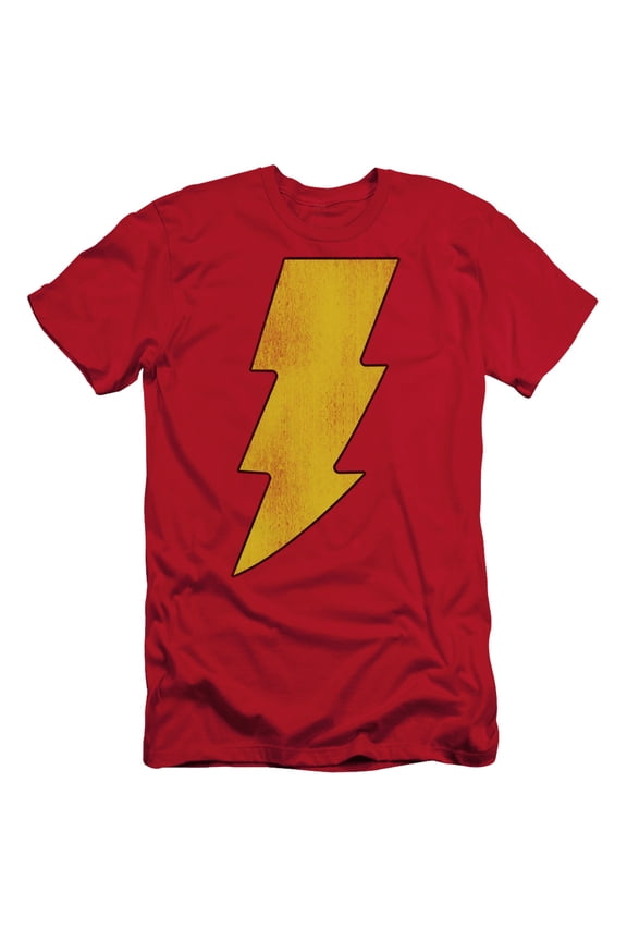 DC Comics Shazam Logo Distressed S/S Adult 30/1 T-Shirt Red
