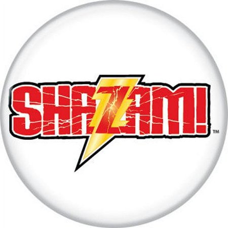 DC Comics Shazam Logo Symbol White Licensed 1.25 Inch Button 87743
