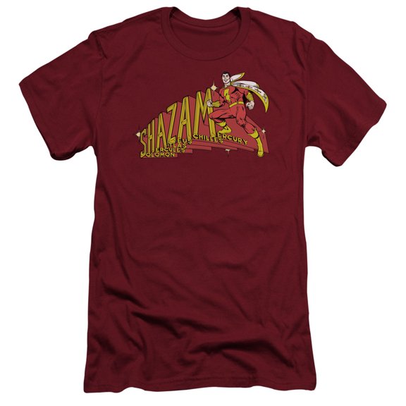 DC Comics Shazam! S/S Adult 30/1 T-Shirt-Cardinal