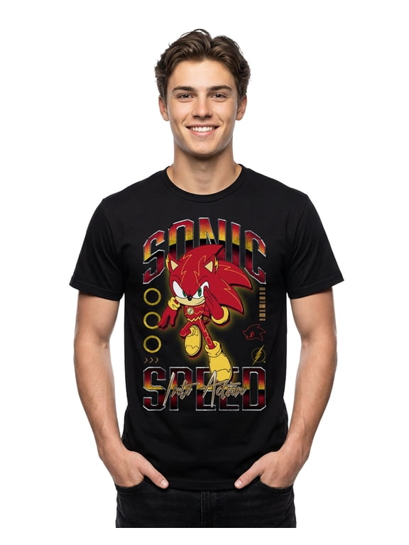 DC Comics Sonic The Hedgehog Shirt Men's The Flash Sonic short sleeve Tee