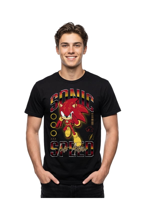 DC Comics Sonic The Hedgehog Shirt Men's The Flash Sonic short sleeve Tee