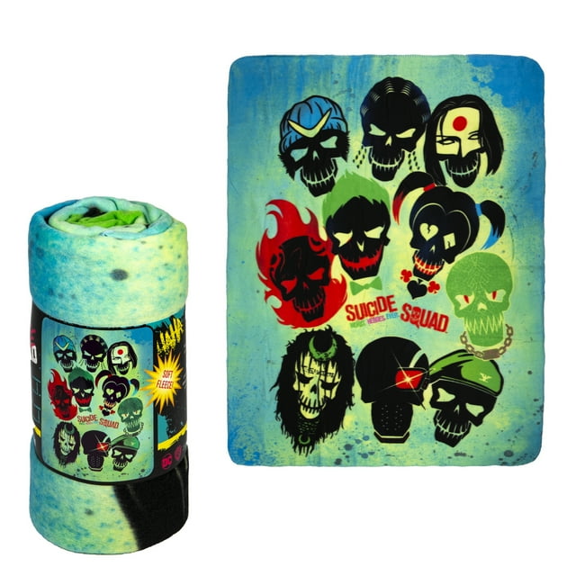 DC Comics Suicide Squad Harley Quinn, Joker and Team Twin Blanket, 60