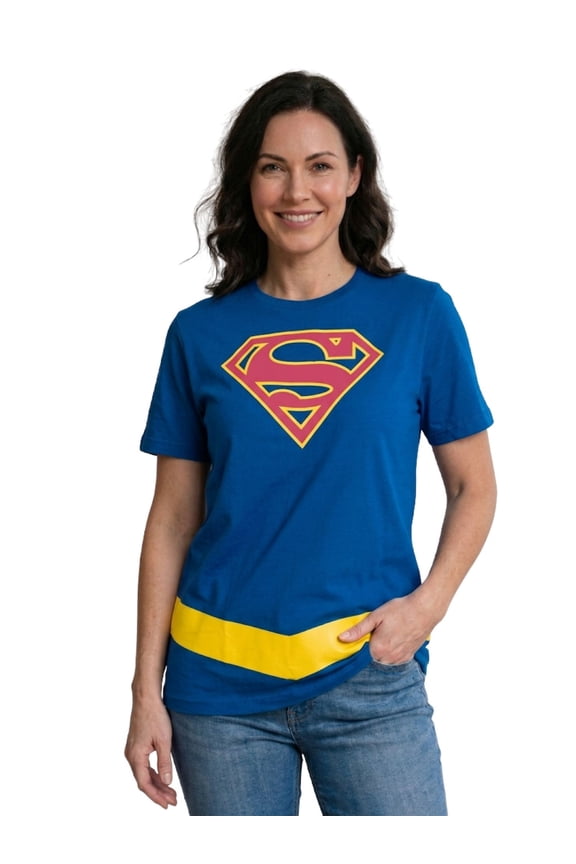 Supergirl Superman Logo Hero Costume T-Shirt, Women's Plus