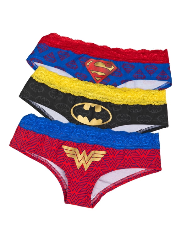 DC Comics Superhero Lace 3 Pair Pack of Hipster Panties-Small