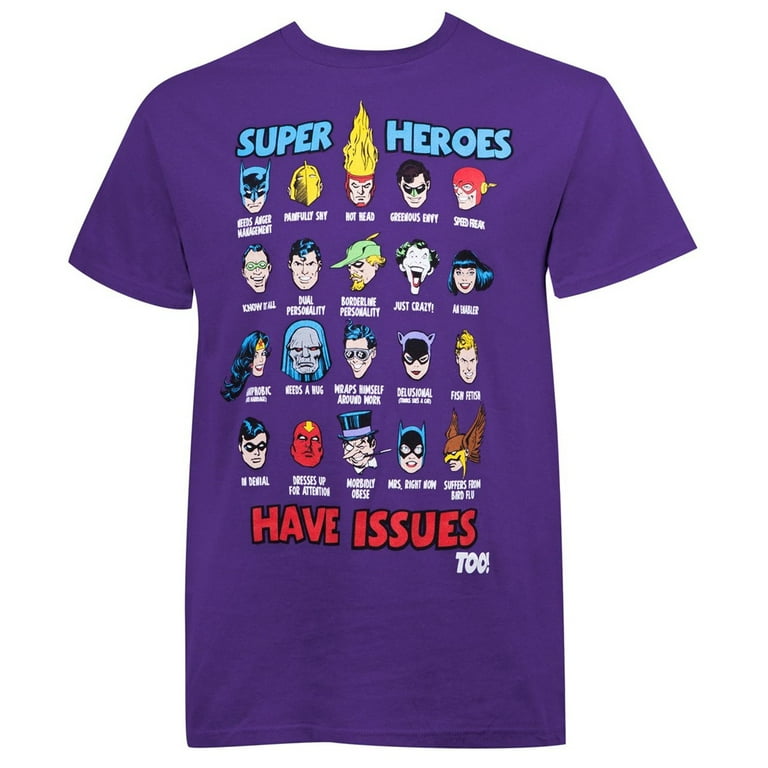 DC Comics Superheroes Have Issues Men s T Shirt XLarge Walmart