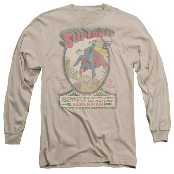 DC Comics Superman 1 Distressed Long Sleeve Adult 18/1 T-ShirtSand