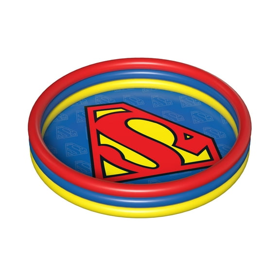 DC Comics Superman 3-Ring Inflatable Swimming Pool, Portable Pool for Outdoor/Indoor Play, for Kids Ages 3+