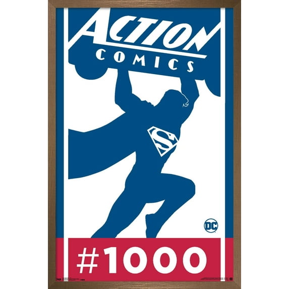 DC Comics - Superman - Action Comics 1000 Wall Poster, 14.725" x 22.375", Framed