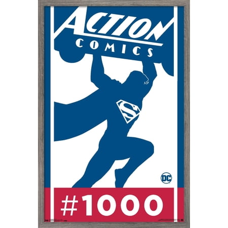 DC Comics - Superman - Action Comics 1000 Wall Poster, 14.725" x 22.375", Framed