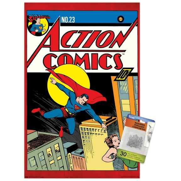 DC Comics - Superman - Action Comics 23 Wall Poster with Push Pins, 14.725" x 22.375"