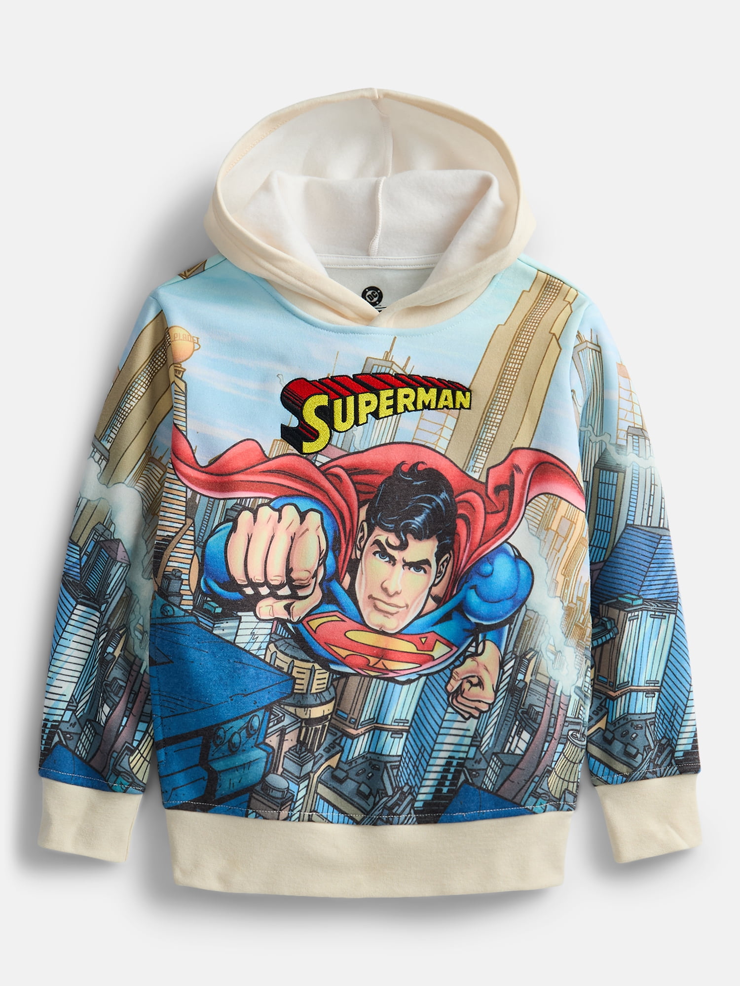 Superman Boys Sublimated Embroidered Logo Hoodie, Sizes XS 4/5-XL 14/16