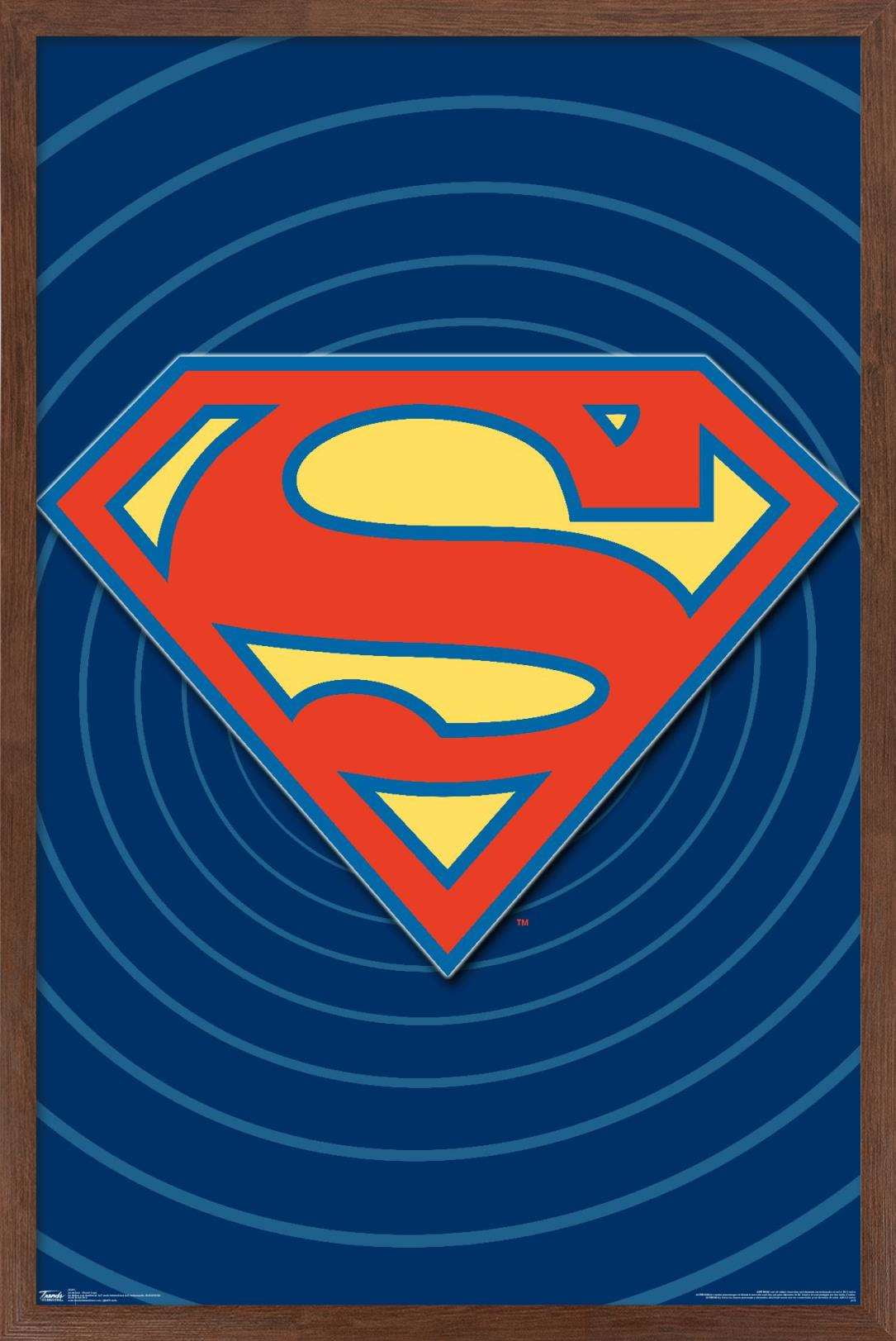DC Comics - Superman - Classic Logo Wall Poster, 14.725" x 22.375", Framed