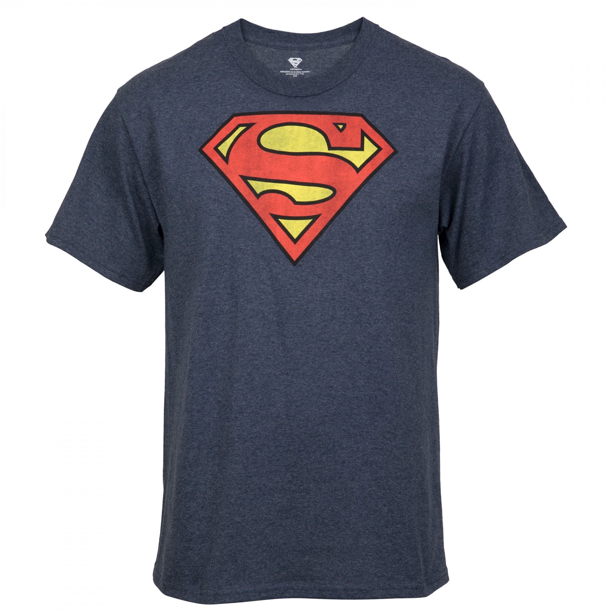 DC Comics Superman Logo Heather T-Shirt-Small Navy