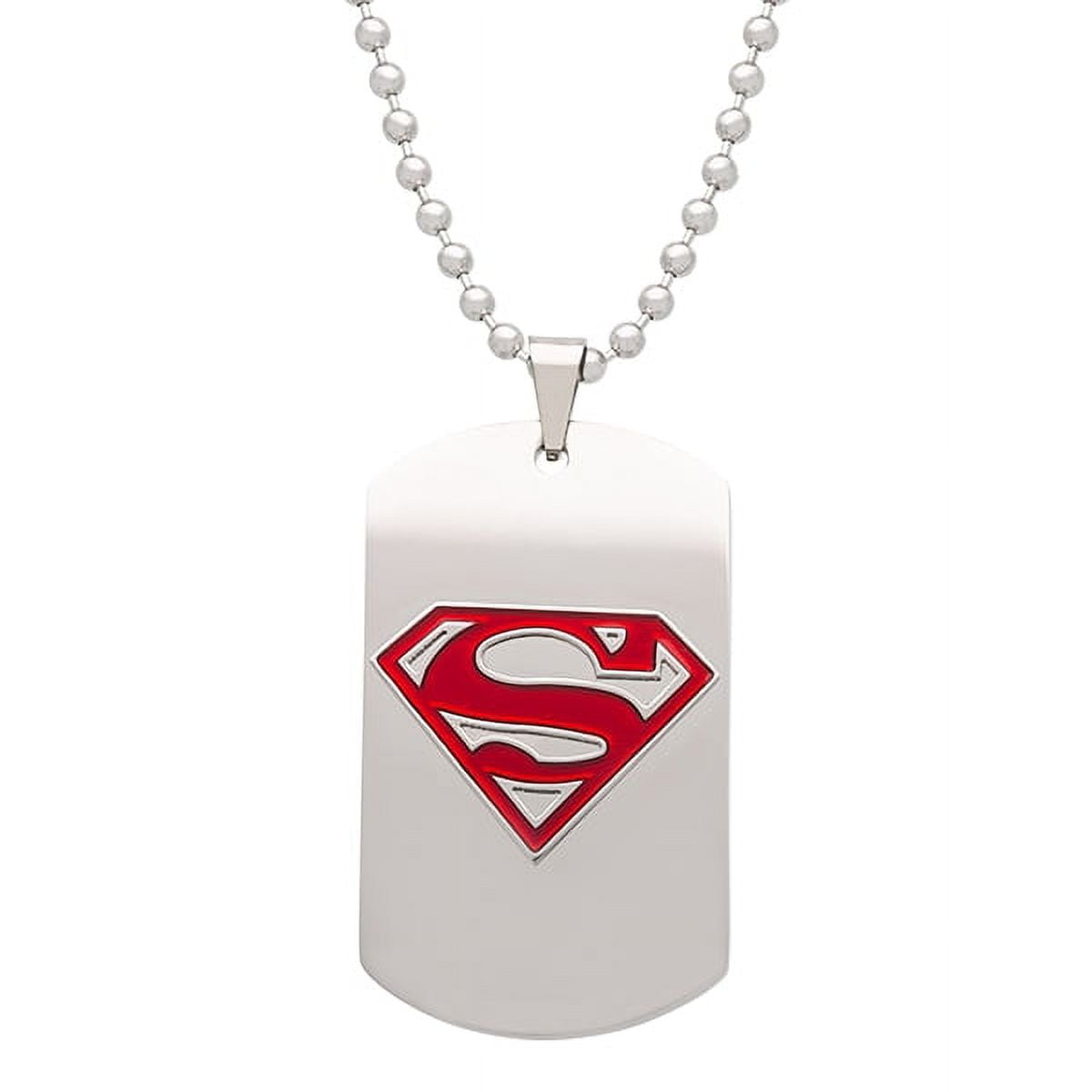 DC Comics Superman Men's Stainless Steel Logo Pendant Necklace, 22"
