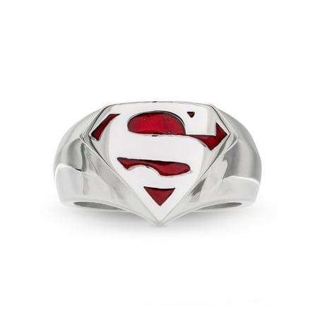 DC Comics Superman Men's Stainless Steel Logo Ring, Size 10