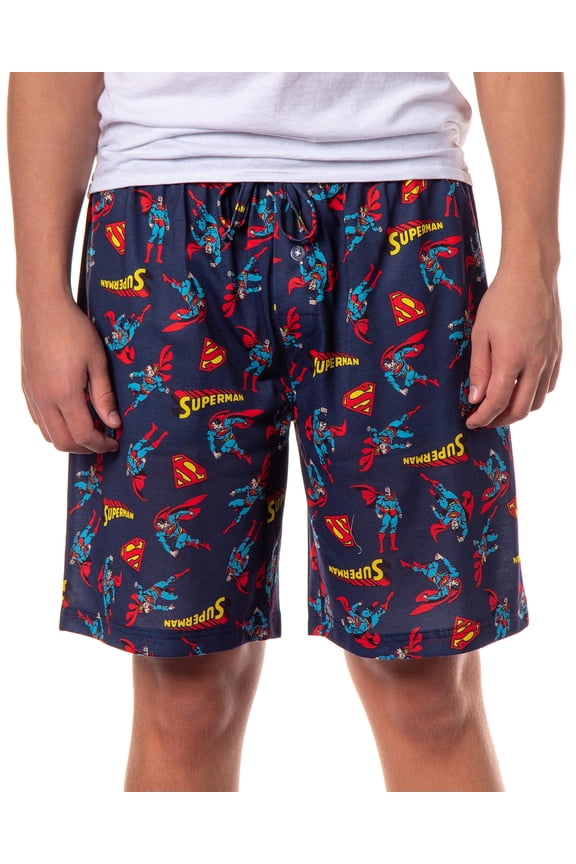 DC Comics Superman Pajama Shorts Men's All-Over Print Lounge PJ Bottoms