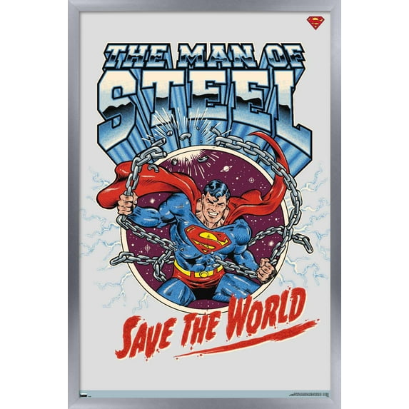 DC Comics Superman - Save the World Wall Poster, 14.725" x 22.375", Framed