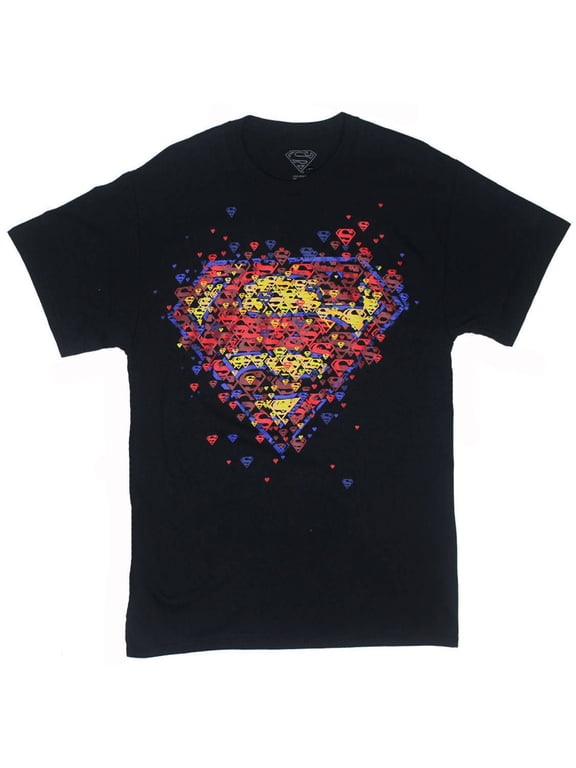 Superman Scattered Logos Adult T-Shirt