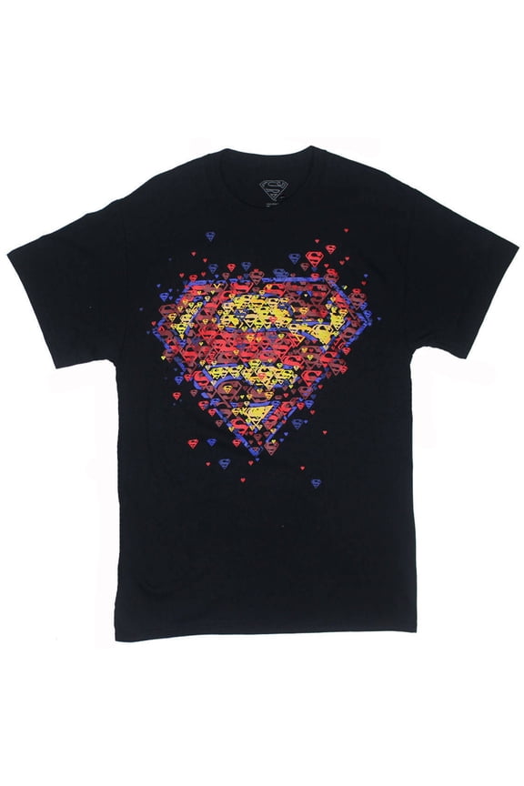 Superman Scattered Logos Adult T-Shirt