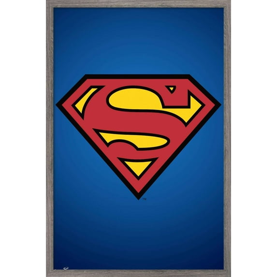 DC Comics - Superman - Shield Wall Poster, 14.725" x 22.375", Framed