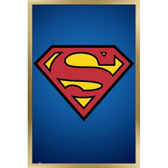 DC Comics - Superman - Shield Wall Poster, 14.725" x 22.375", Framed
