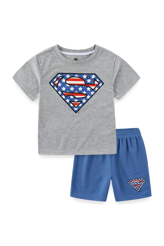 Superman Short Sleeve T-Shirt and Active Mesh Shorts Set (Boys), 2 Piece Set, Sizes 4-10