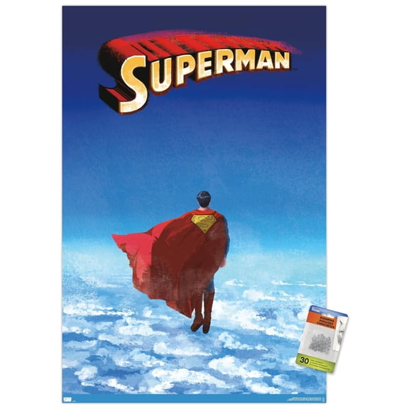 DC Comics - Superman - Skyline Clouds Wall Poster with Pushpins, 22.375" x 34"