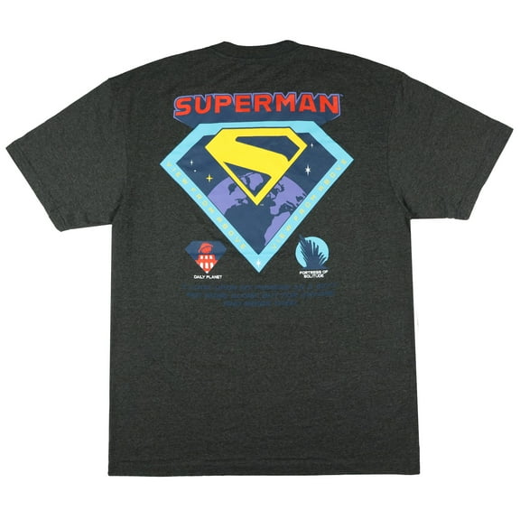 DC Comics Superman T-Shirt Men's Big and Tall View From Above Adult Two-Sided Tee