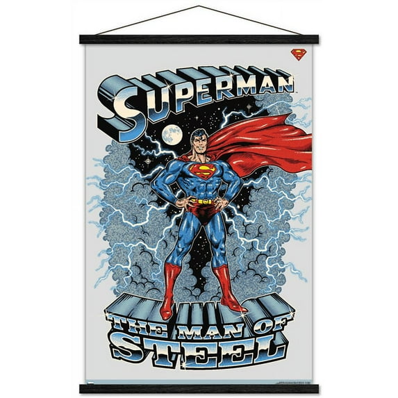DC Comics Superman - The Man of Steel Wall Poster with Wooden Magnetic Frame, 22.375" x 34"