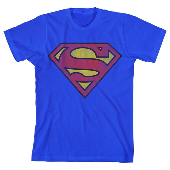 DC Comics Superman Vintage Logo Youth Royal Blue Graphic Tee-Small