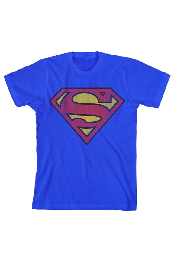 DC Comics Superman Vintage Logo Youth Royal Blue Graphic Tee-Small