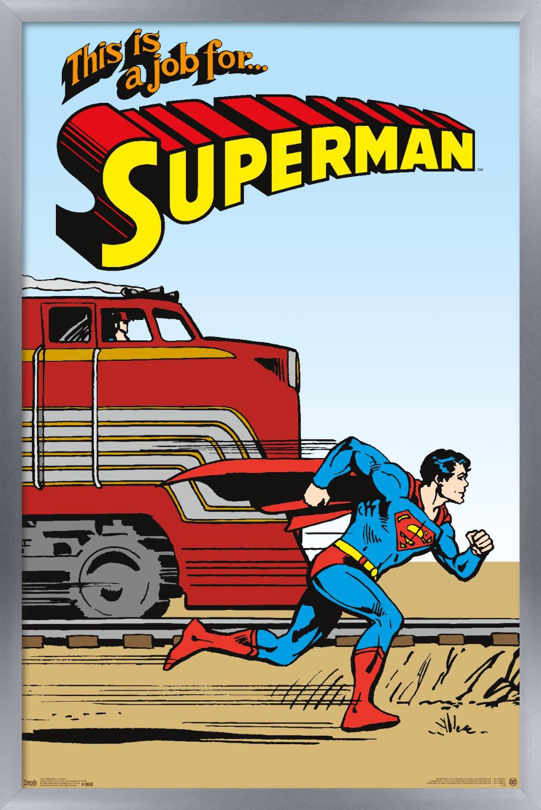 DC Comics - Superman - Vintage Wall Poster, 14.725" x 22.375", Framed